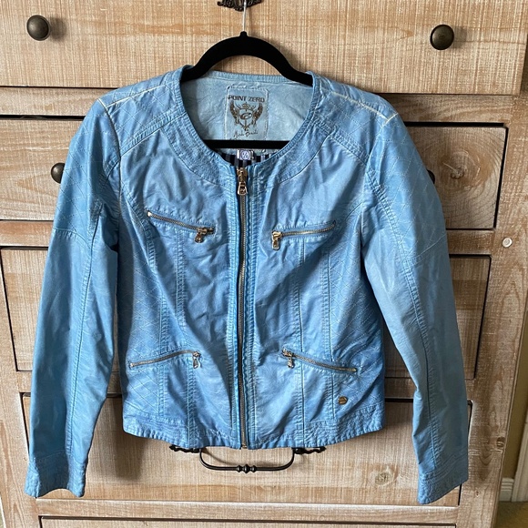 Point Zero Nicole Benisti Vegan Leather Moto Jacket, Size L - Picture 1 of 9